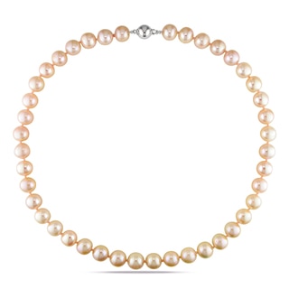 Miadora Sterling Silver Pink Cultured Freshwater Pearl Necklace (10-10.5 mm)