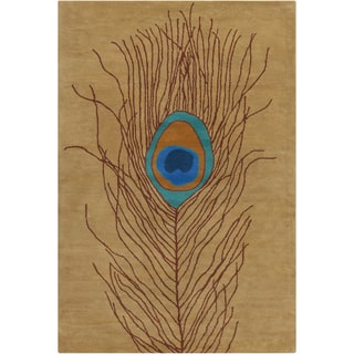 Allie Handmade Peacock Feather Wool Rug (5' x 7'6)