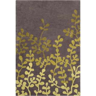 Allie Handmade Floral Brown/Green Wool Rug (5' x 7'6)