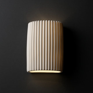 Justice Design Group 1-light Pleated Impression Cylinder Porcelain Wall Sconce