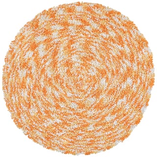 Orange Shagadelic Chenille Twist Swirl Rug (5' Round)