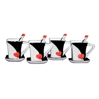 Threestar Love Heart Unique Coffee Mugs/ Tea Cups (Set of 4)