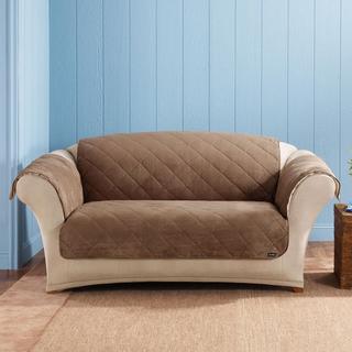 Sure Fit Reversible Soft Suede Sherpa Cocoa Loveseat Cover
