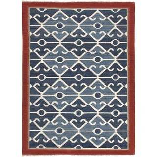 Large Handmade Flat-weave Tribal Multicolor Wool Rug (8' x 10')