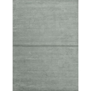 Hand-loomed Solid Blue Wool/ Silk Rug (8' x 10')