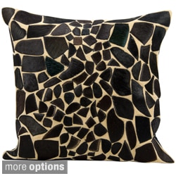 Mina Victory Natural Leather and Hide Giraffe Black Throw Pillow by Nourison