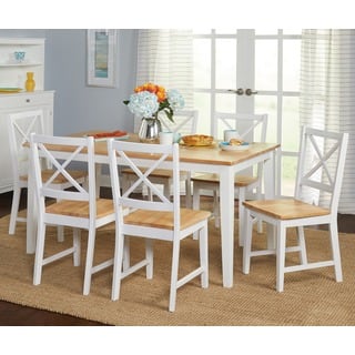Simple Living Crossback White/ Natural 7-piece Dining Set