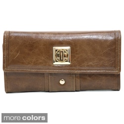 Anais Gvani Women's Leather Gold-Studded Checkbook Wallet
