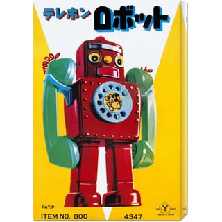 Global Gallery Retrobot 'Telephone Robot' Stretched Canvas Art