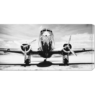 Global Gallery Philip Gendreau 'Passenger Airplane on Runway' Stretched Canvas Art