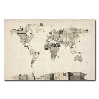 Michael Tompsett 'Vintage Postcard World Map' Canvas Art
