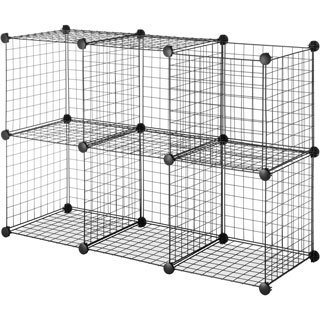 Black Steel Wire Storage Cubes (Set of 6)