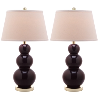 Safavieh Lighting 27-inch Amy Triple Gourd Dark Purple Table Lamps (Set of 2)
