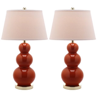 Safavieh Lighting 27-inch Amy Triple Gourd Orange Table Lamps (Set of 2)