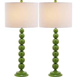 Safavieh Lighting 31-inch Jenna Stacked Ball Green Table Lamps (Set of 2)