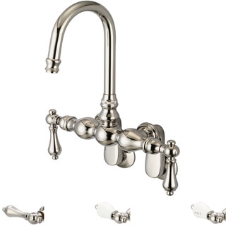 Water Creation Vintage Polished Nickel Adjustable Spread Wall Mount Tub Faucet With Gooseneck Spout and Swivel Wall Connector