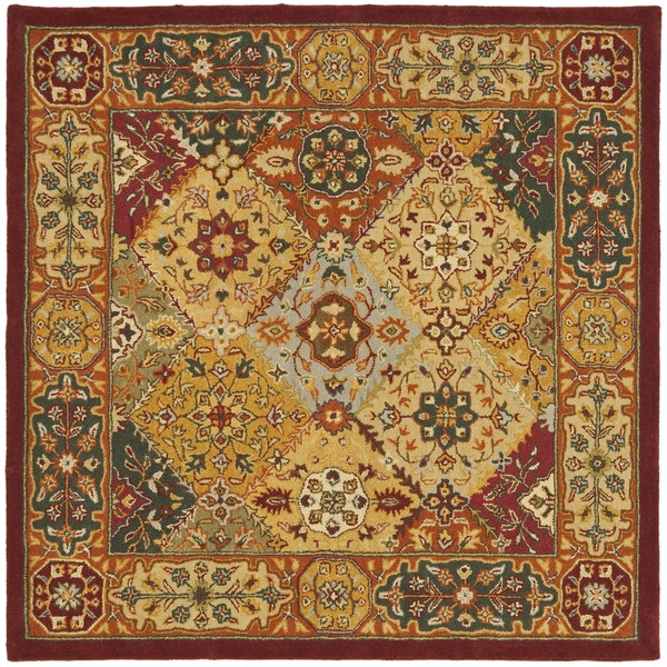 Safavieh Handmade Heritage Traditional Bakhtiari Multi/ Red Wool Rug (4' Square)