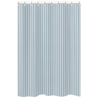 Sweet Jojo Designs Blue and Green Stripe Cotton Shower Curtain