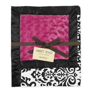 Sweet JoJo Designs Isabella Damask Hot Pink Minky Swirl Baby Blanket
