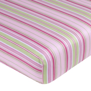 Sweet JoJo Designs Jungle Friends Pink and Green Stripe Fitted Crib Sheet