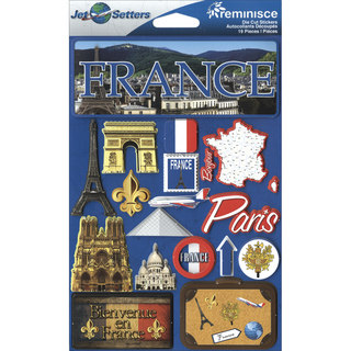 Jet Setters International Dimensional Stickers 4.5"X6.75"-France
