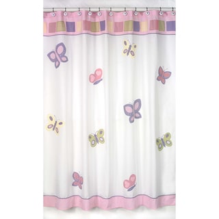 Sweet Jojo Designs Pink and Purple Butterfly Kids Shower Curtain