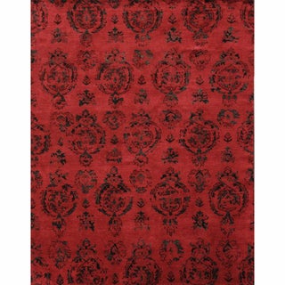 nuLOOM Hand-knotted Ikat Red New Zealand Wool Rug