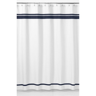 Sweet Jojo Designs White and Navy Hotel Shower Curtain