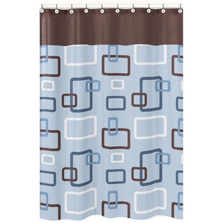 Sweet Jojo Designs Blue and Brown Geo Shower Curtain