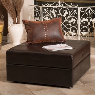 Burlington Brown Bonded Leather Storage Ottoman by Christopher Knight Home