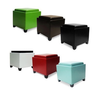 Armen Living Contemporary Storage Ottoman with Tray