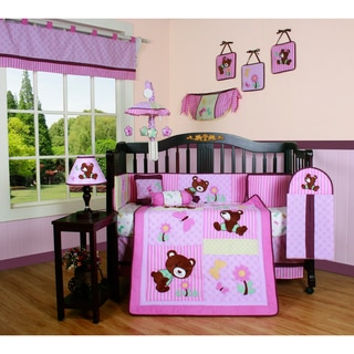 Geenny Pink Teddy Bear 13-piece Crib Bedding Set