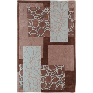 Hand-tufted Midelt Grey Floral Squares Rug (9' x 13')
