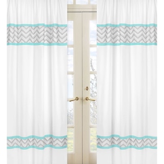 Sweet Jojo Designs Gray, Turquoise Blue and White 84-inch Window Treatment Curtain Panel Pair for Turquoise Zig Zag Collection