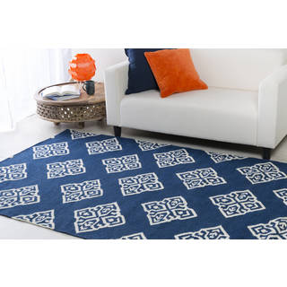Hand-woven Almere Blue Wool Rug (9' x 13')