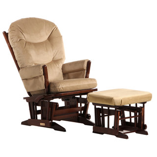 Dutailier Ultramotion Coffee/ Light Brown Multi-position Recline 2-post Glider and Nursing Ottoman Set