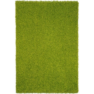 Shag Solid Green One Color Area Rug (6'7 x 9'3)