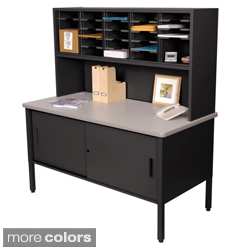 Marvel Adjustable Mail Sorting Station, Riser and Cabinet with 25 Cubbies