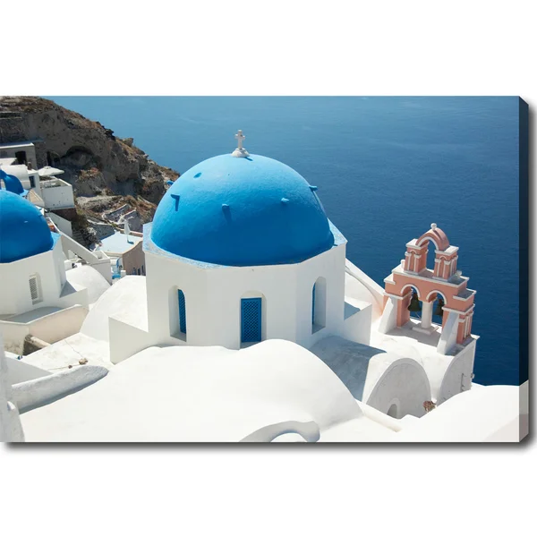 'Blue Cupola of a Church in Santorini' Canvas Art. Opens flyout.