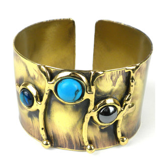 Handcrafted Deep Sea Shell and Stone Cuff (South Africa)