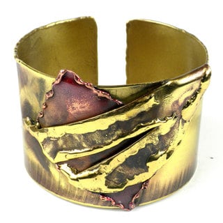 Handcrafted Layered Leaf Copper and Brass Cuff (South Africa)