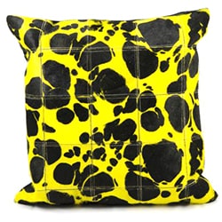 Mina Victory Natural Leather and Hide Large Leopard Yellow Throw Pillow (20-inch x 20-inch) by Nourison