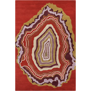 Allie Handmade Abstract Red Wool Area Rug (5' x 7'6)