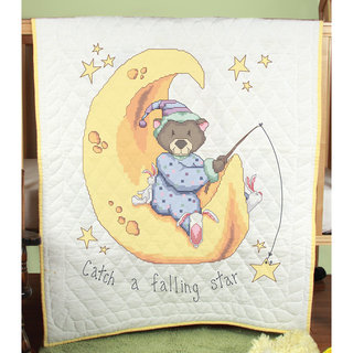Stamped Baby Quilt Top 36X50in-Catch A Falling Star