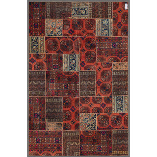 Herat Oriental Pak Persian Hand-knotted Patchwork Wool Rug (5'11 x 8'11)