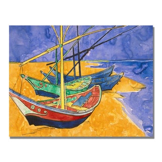 Vincent Van Gogh 'Fishing Boats on the Beach' Canvas Art