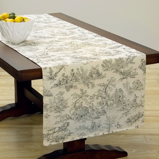 Corona Decor Extra Wide Italian Woven 95 x 26-inch Grey Print Table Runner