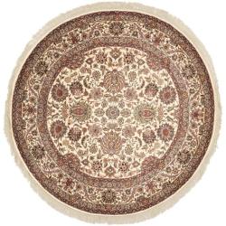 Asian Hand-Knotted Royal Kerman Ivory Wool Area Rug (8' Round)