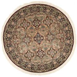 Asian Traditional Hand-Knotted Royal Kerman Multicolor Wool Rug (6' Round)