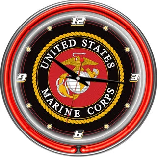 United States Marine Corps Chrome/ Neon Ring Clock